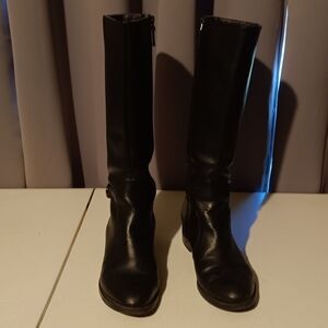 🍍Franco Sarto 9 1/2 Womens Knee High Black Leather Boots With Buckle